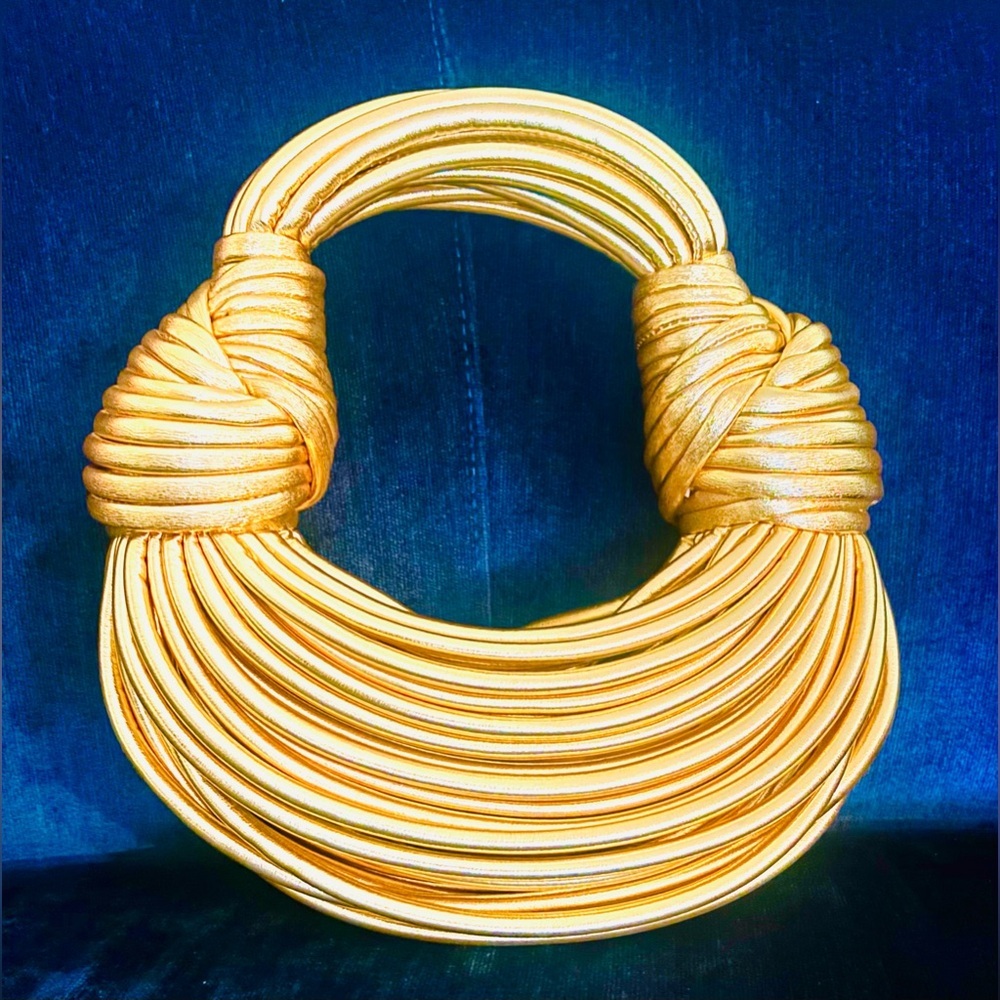 Gold Statement Shoulder Bag - Elegant Knot Detail
